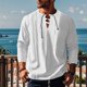 thumbnail image 1 of Blusas y camisas de manga larga con cuello redondo para hombre, informales, de color liso, con hombros descubiertos, rectas, con lazo en el pecho, cuello redondo, manga larga, blusas de licra., 1 of 8