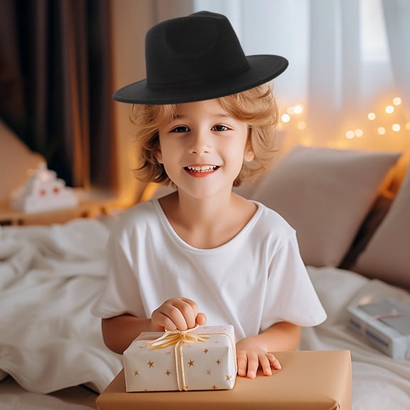 HEANUJJ Black Woolen Jazz Hat for Party and Cosplay Comfortable Versatile Unisex Cap