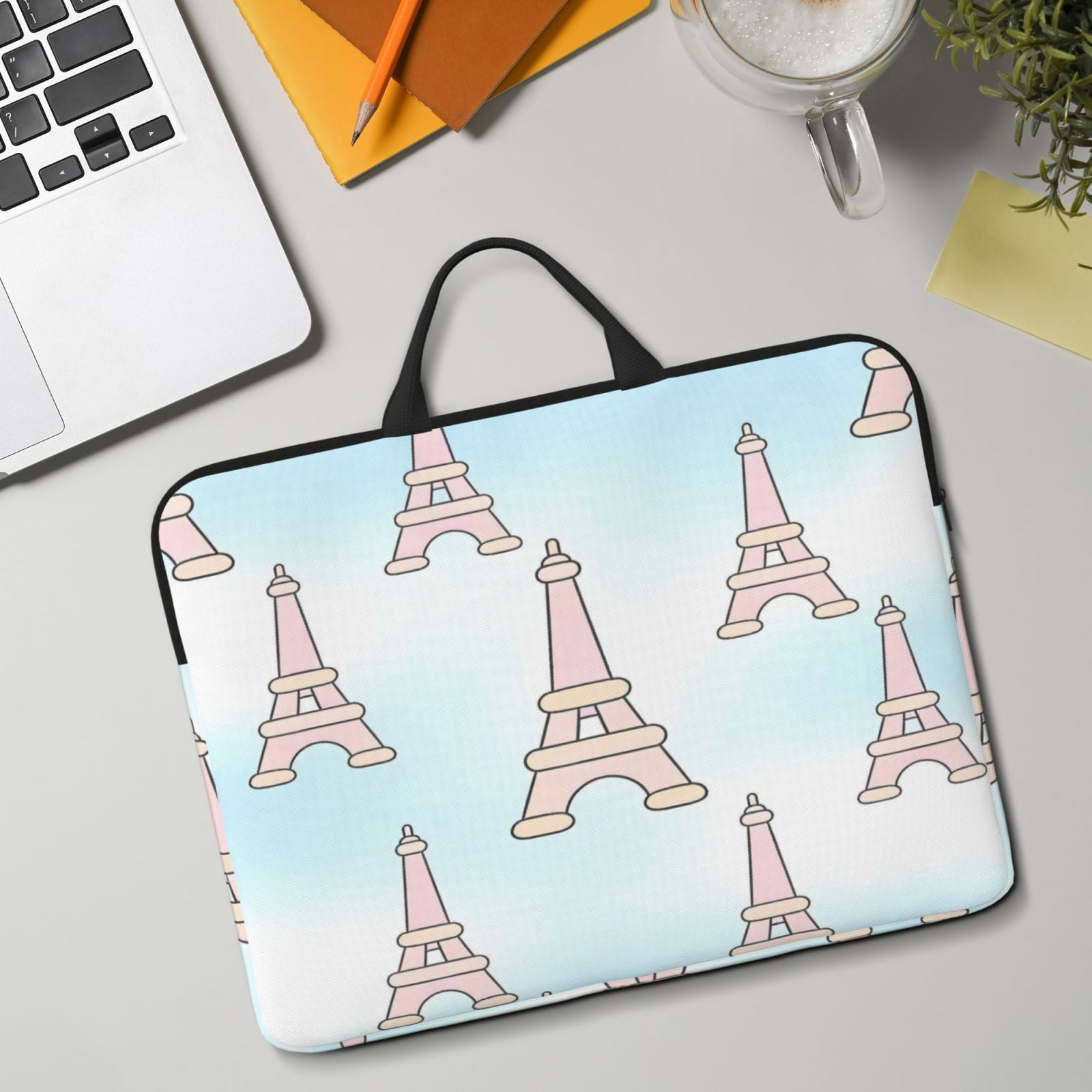 Laptop Sleeve Bag For Women Men 14inch Waterproof Durable Protective Computer Carrying Cover Handle Laptop Case Bag Eiffel Tower (3)