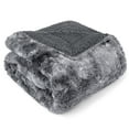thumbnail image 2 of PAVILIA Faux Fur King Bed Blanket Tie-Dye Grey, Soft Fuzzy Warm Sherpa Blanket for Bed, Fluffy Plush Thick Fleece Blanket for Couch Sofa, Reversible Furry Shaggy Large Blanket, Grey 90x108, 2 of 7