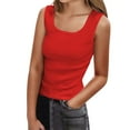 thumbnail image 2 of HOWPAY Womens Tank Tops Sleeveless Solid Color Basic Cute Tee Stretchy Slim Fit Comfy Scoop Neck Shirts Lightweight Casual Summer Undershirts Red XL, 2 of 6