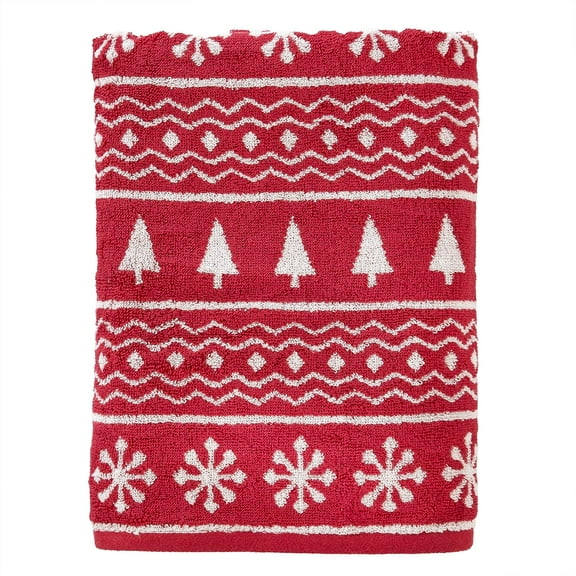 GCASLK-Winter Fair Isle Bath Towel, Red