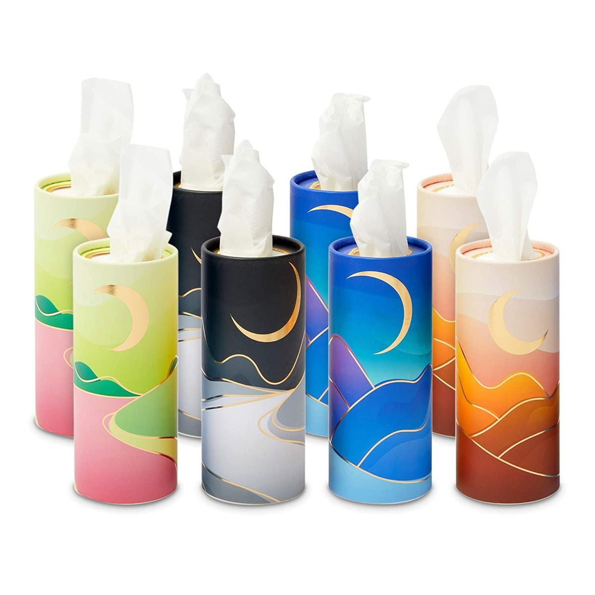 8 Pack Cylinder Tissue Boxes for Car Cup Holder with 400 Paper Wipes, 4