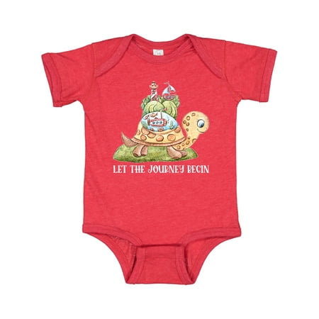 

Inktastic Let the Journey Begin Cute Watercolor Turtle Ocean Scene Gift Baby Boy or Baby Girl Bodysuit
