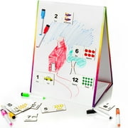 Abesons Kids Double Sided Tabletop Easel & Dry Erase Whiteboard, With 8 Pack Dry Erase Markers With Educational Magnetic Numbers Puzzle