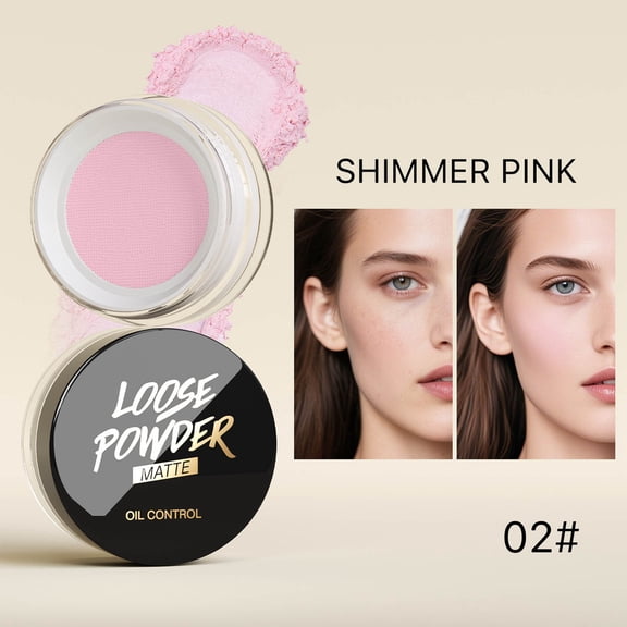 HHBEAUTY Soft Focus Loose Setting Powder, Waterproof, Matte, Oil Control, Shine Free, Talc-Free Face Powder Makeup, 24H Longwear Finishing Powder, Shimmer Pink