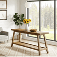 thumbnail image 4 of Fnova 71" Farmhouse 2-Tier Console Table, Sofa Table with Lower Shelf, Heavy-Duty Trapezoid Base, for Entryway/Living Room, Easy Assembly, 4 of 15