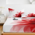 thumbnail image 6 of Twin XL Size Fitted Sheet Set - Red Flower 2 Piece Bedding Sets 16" Deep Pocket Fitted Sheet with 1 Pillowcases, Boho Modern Floral Abstract Ombre Leaf White Brushed Microfiber Hotel Bed Sheets, 6 of 9