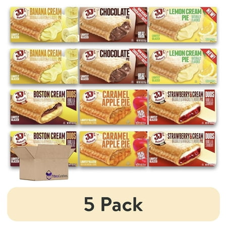 (5 pack) JJ s Bakery Glazed Pie Cream Flavored Variety Pack 4 Ounce Individually Boxed | Pack of 12