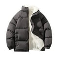 thumbnail image 4 of KaLI_store Men's Parka Jacket Men's Drawstring Hooded Puffer Jacket Zipper Parka Long Down Coat Grey,XL, 4 of 5