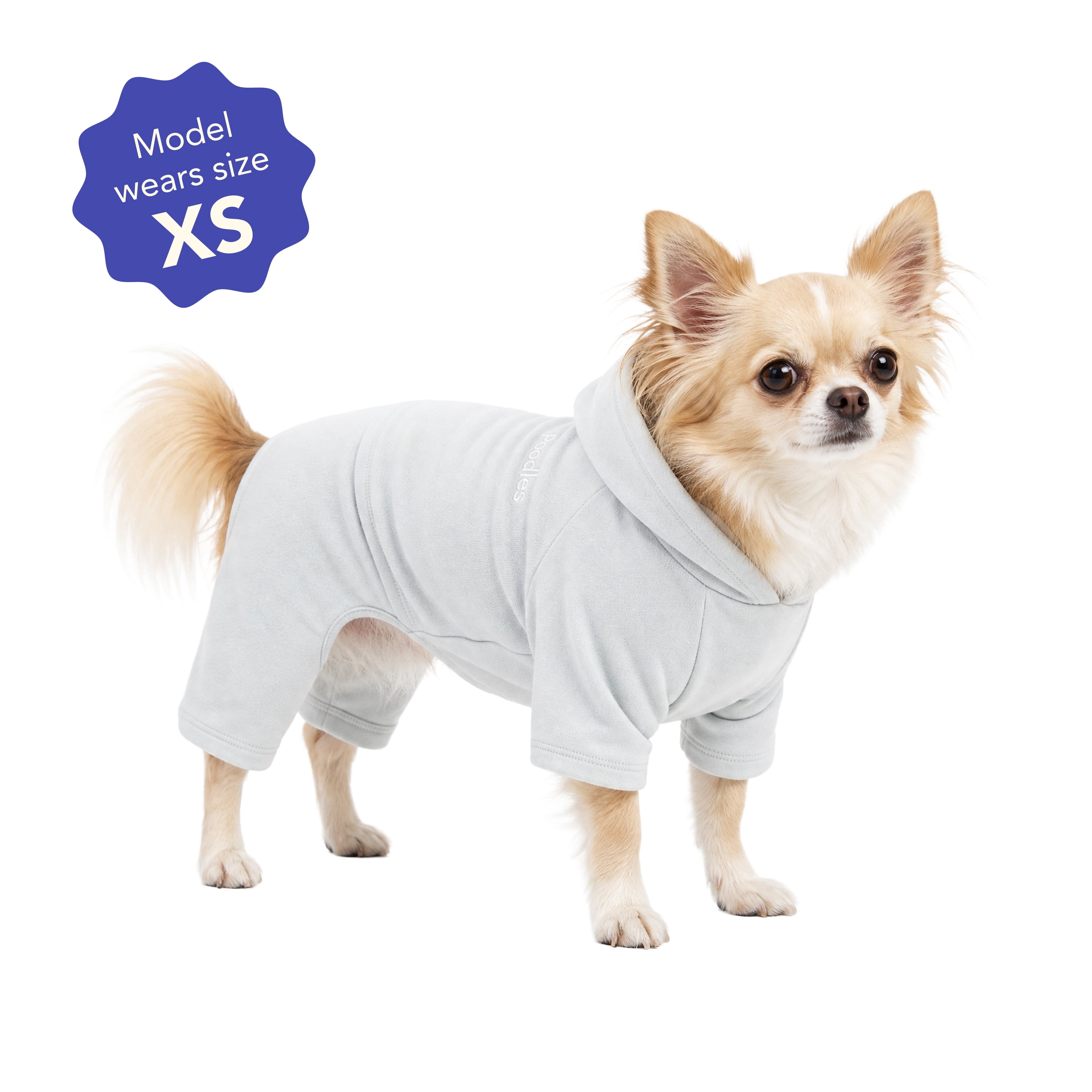 Oodles Hooded Fall One Piece Dog Workout Suit, Blue, XS