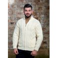 thumbnail image 3 of SAOL 100% Merino Wool Cable Knit Zip Cardigan Sweater with Pockets Men's Winter Warm Irish Fisherman Pullover, 3 of 9