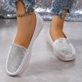 thumbnail image 4 of Women Rhinestone Loafers, Slip-On Flat Shoes, Sparkle Casual Dress Flats, 4 of 7