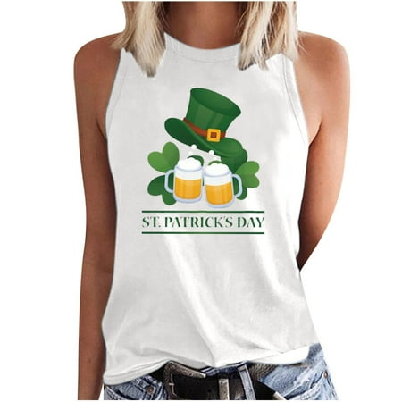 

Cute Tops For Women Women s Printed Casual Loose Round Neck Spring Autumn Sleeveless T-shirt Tops Corset Tops For Women White XXL