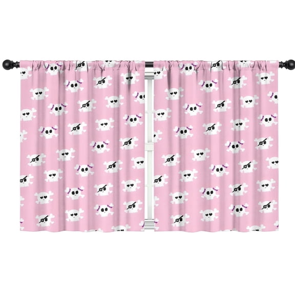 Blackout Kids Curtains,Pink Halloween Skulls Childrens Insulated Curtains Set Of 2,Bedroom Essentials,Toddler Room Decor 42x54in(106x137cm)