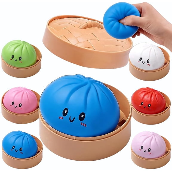 Giant Dumpling Squishy – Soft Rainbow Mystery Bun, Jumbo Stress & Anxiety Relief Fidget, 4-Inch