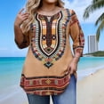 thumbnail image 2 of Jsaierl 3/4 Length Sleeve Plus Size Tops for Women Summer V Neck Shirts Trendy Graphic Ladies Blouses Workout Vacation Tunic Top L-4XL, 2 of 8