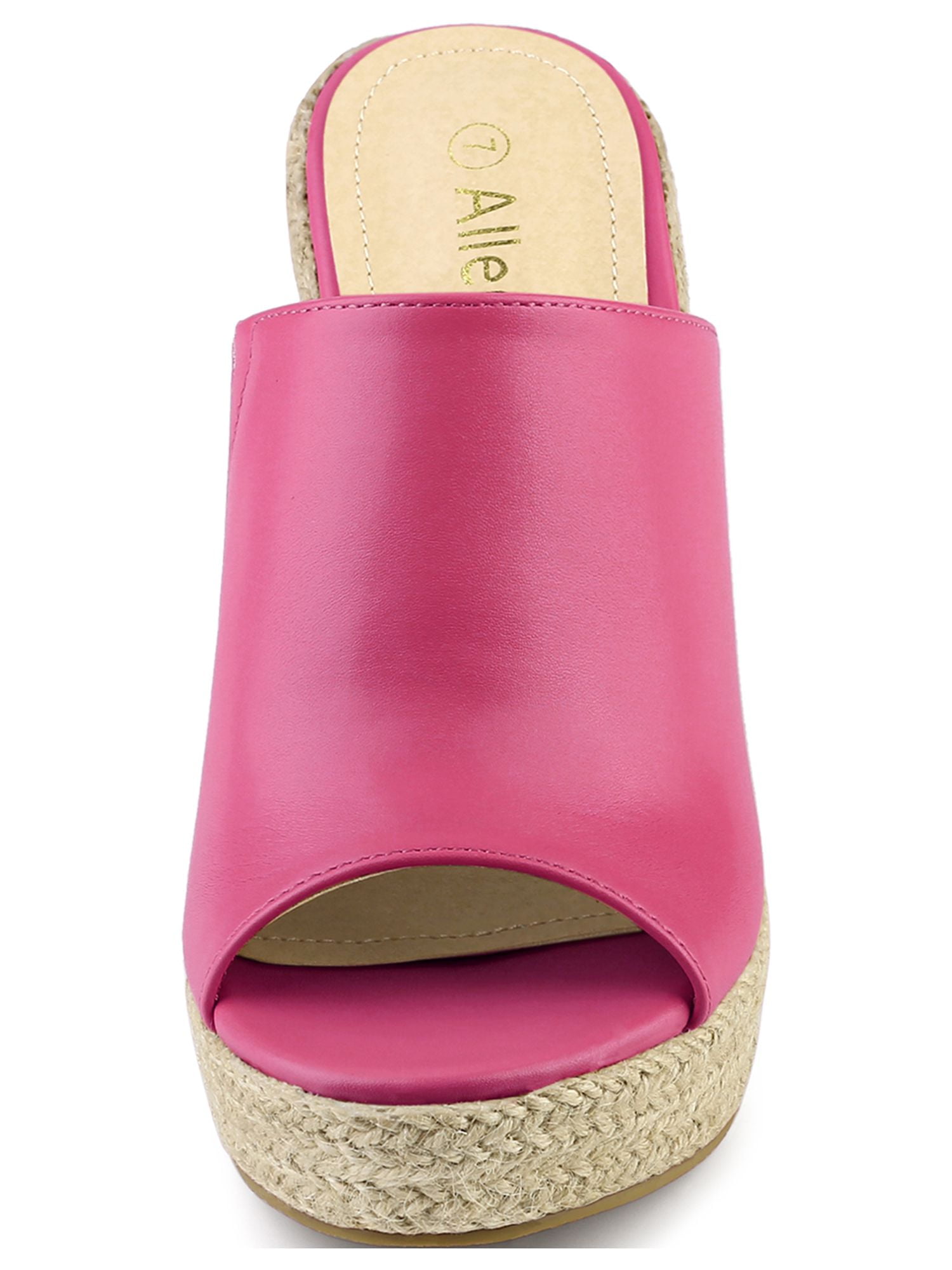 DARING DIVA Women's Slip on Platform Sandals Espadrilles Wedges Slides Mules Hot Pink 7.5