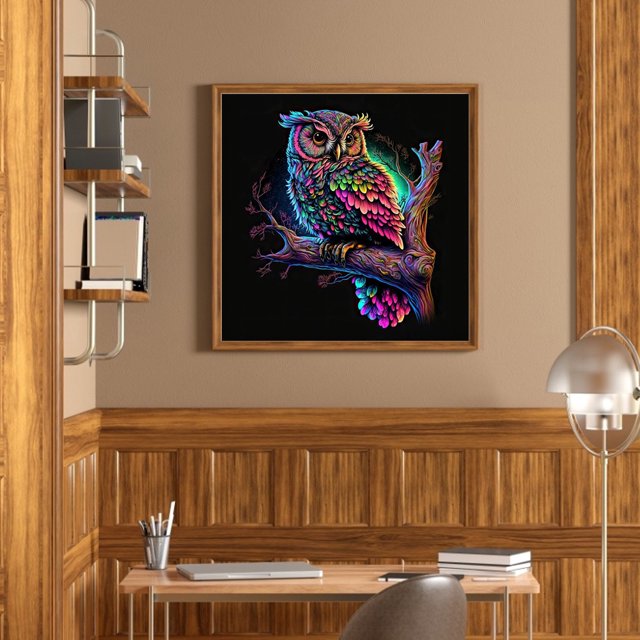 Cuadros Decorativos 5D bricolaje taladro redondo completo diamante pintura búho Kit arte decoración del hogar (sz3568) Wdftyju embutido en tela