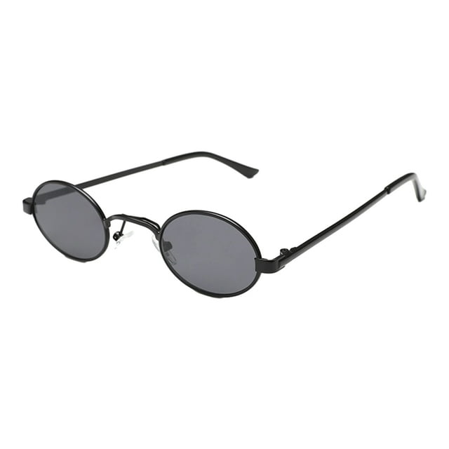 Gafas redondas vintage Minnieouse PC para mujeres pequeñas protección UV hombres pequeñas gafas ovaladas de metal retro Cadenas y cordones negro gris