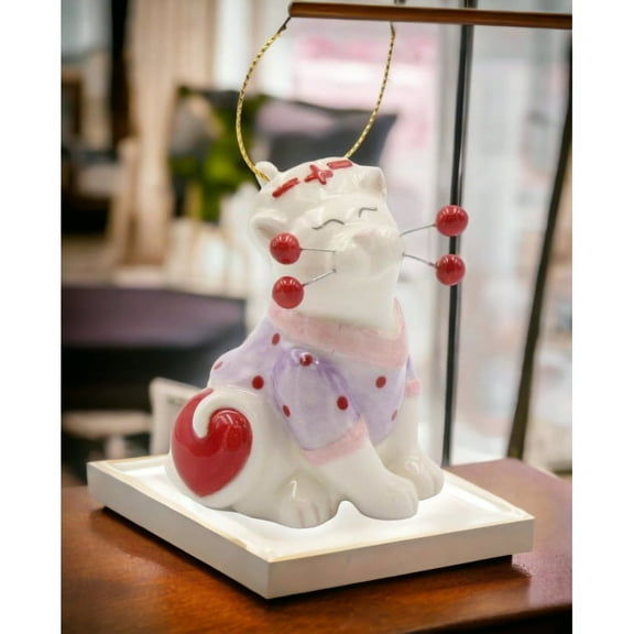 Ceramic Cat Nurse Ornament 2.1in Gift for Cat Lovers