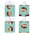 thumbnail image 2 of Lsque Fox Printed Tissue Box Cover Holder, Facial Paper Organizer Dispenser,Square with Bottom Belt, PVC Leather Decorative Organizer, 2 of 8