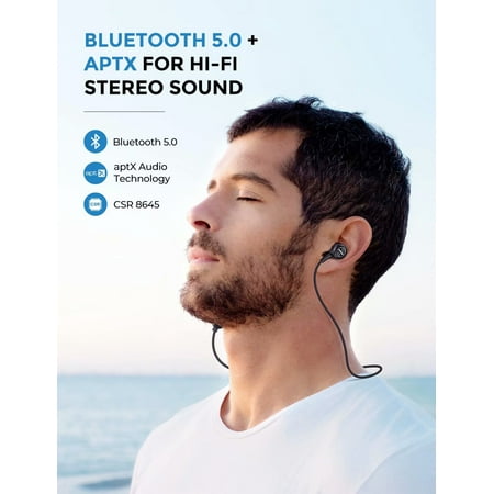 Mpow S11 Bluetooth Headphones Sport Wireless Earphones with Bluetooth 5.0 & aptX Magnetic Earbuds with IPX7 for Sports HD Stereo for 9 Hours Playtime CVC6.0 Reduction Black | Walmart Canada