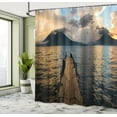 thumbnail image 5 of Ambesonne Landscape Shower Curtain, Wooden Pier on Lake, 69"Wx75"L, Multicolor, 5 of 5