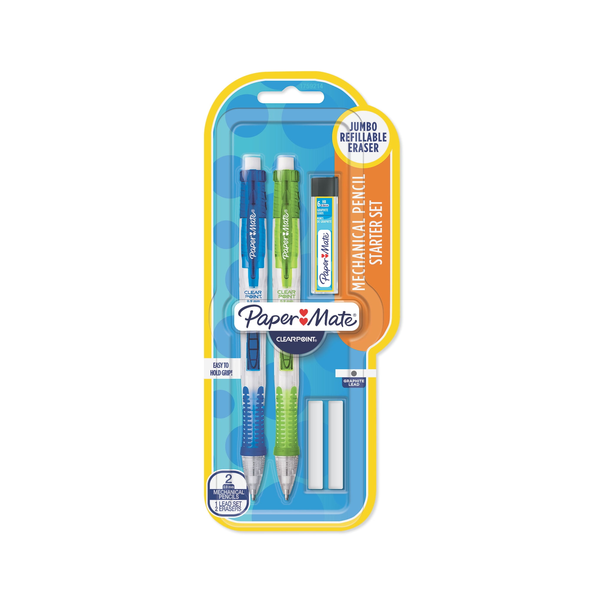 Paper Mate Clearpoint Mechanical Pencils Starter Set, 0.9mm, HB #2, 5 Count