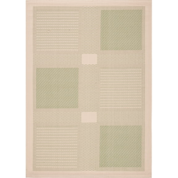 Safavieh Courtyard Eileen Geometric Indoor/Outdoor Area Rug, Natural/Olive, 5'3" x 7'7"