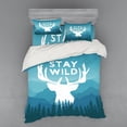 thumbnail image 2 of Ambesonne Adventure Bedding Set 3 Pcs, Scenic Wild Forest, Twin, Pale Blue Dark Blue, 2 of 3