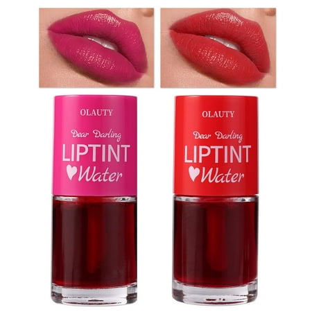 Firstfly 2 Colors Lip Tint Stain Set, Vivid Lightweight Liquid Water Hydrating Moisturizing Cheeks Eyes Lipstick, Waterproof Long Lasting Natural Glossy Korean Glow Non-Sticky Plumper Lip Makeup