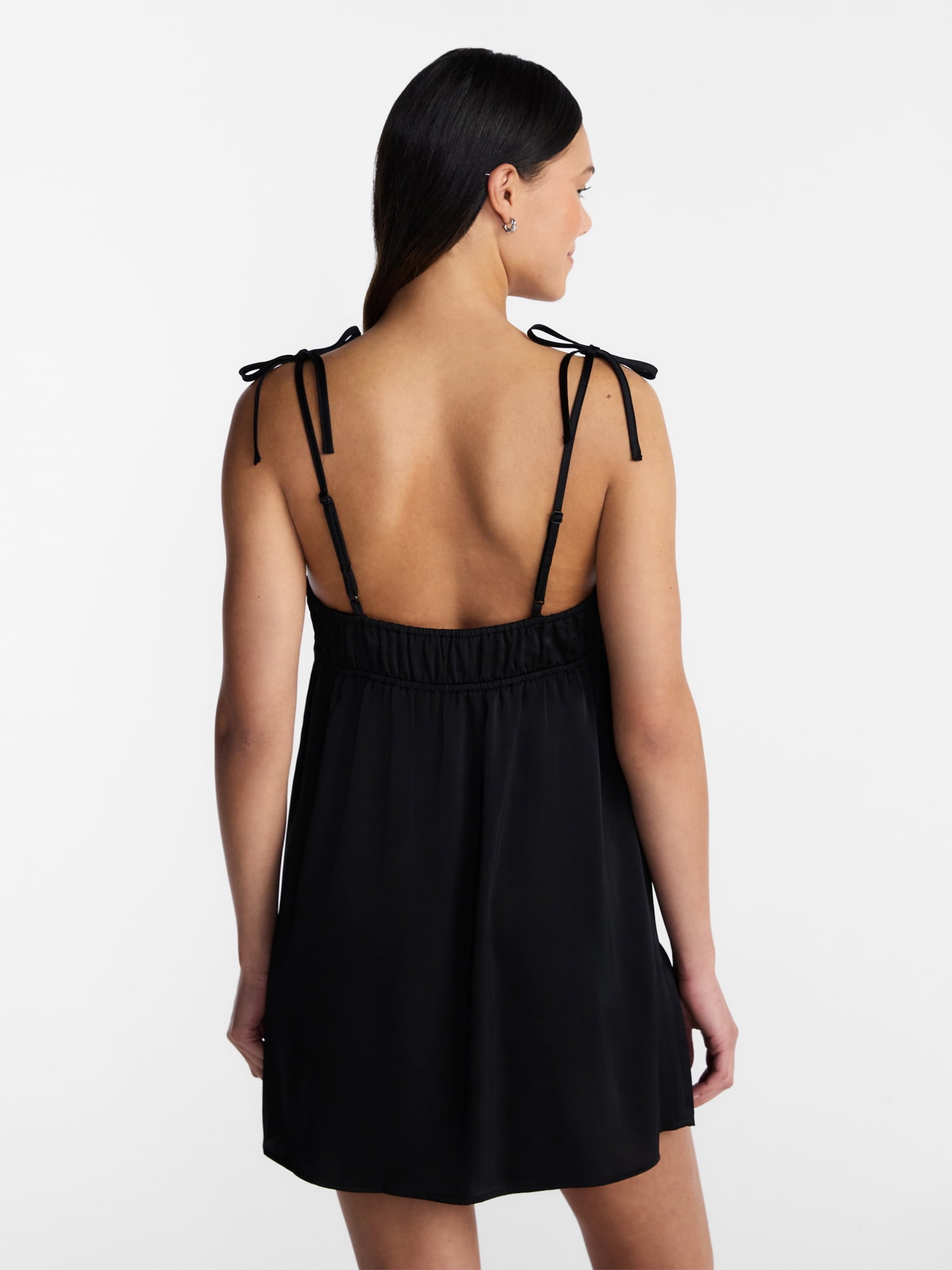 No Boundaries Knot Front Slip Mini Dress, Women’s XXS-XXL