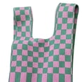 thumbnail image 3 of facefd Women Handbag Tote Grid Pattern Shoulder Bag for Females Summer Pink Green, 3 of 8