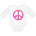 thumbnail image 3 of Inktastic Peace Sign Pink Retro Girls Long Sleeve Baby Bodysuit, 3 of 5