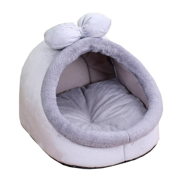 Cama de cueva para gatos, bonita cama cerrada para gatos, casa cálida para gatos, cama para gatos, tienda de campaña, almohada acolchada lavable, nido L