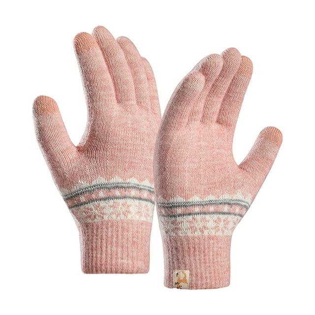Qarigey Guantes cálidos de invierno para pantalla táctil, mitones de punto elásticos para mujer, suaves y cálidos, de amplia aplicación guantes y mitones Rosa