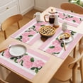 thumbnail image 5 of Valentine's Day Placemats Set of 2, Vintage Pink Roses Floral Green Leaf Pink Flower Stripes Non-Slip Place Mats Washable Table Mats for Kitchen Dining Table Decorations Indoor/Outdoor, 5 of 9
