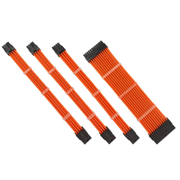 Methold Cable de alimentación de extensión, conectores flexibles para PC, juego de cables ligeros y prácticos resistentes al desgaste, adaptador de Cables de computadora Naranja