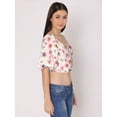 thumbnail image 2 of DressBerry Women's Printed Crop Top Blouse Balloon Sleeves Broad V Neck Casual Summer High Rise Short Slip Ontop, 2 of 7