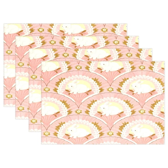 Ryvnso Placemats Set of 4 Cute Rabbits Dining Mats Heat-Resistant Non-Slip Washable Table Mat