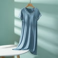 thumbnail image 1 of Camisón de manga corta con cuello en V y copas acolchadas extraíbles, suave y cómodo, de poliéster, para dormir en color liso., 1 of 5
