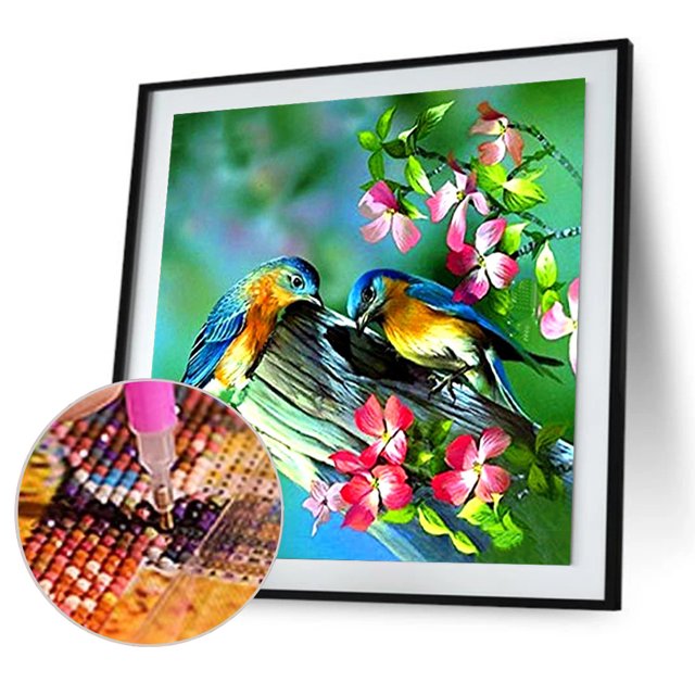 Cuadros Decorativos DIY taladro redondo completo diamante pintura pájaros mosaico diamantes de imitación DQrwqpou Nuevos Originales