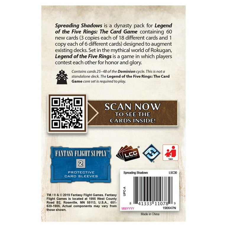 Fantasy Flight Games FFGL5C30 L5R LCG - Spreading Shadows Dynasty Pack Card Game - Walmart.com Fantasy Flight Games FFGL5C30 L5R LCG - Spreading Shadows Dynasty Pack Card Game - Walmart.com