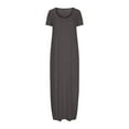 thumbnail image 2 of Nightgowns for Women Plus Size Maxi Sleep Dress Casual Loose Solid Color Crew Neck Short Sleeve with Pockets ,S-5XL, 2 of 6