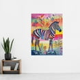 thumbnail image 2 of Zebra Rainbow Floral Abstract Folk Art Extra Large XL Wall Art Poster Print, 2 of 3
