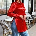 thumbnail image 2 of Womens Tops Dressy Casual, Duoif Dress Shirt, Collared Formal Shirts for Women Red S, 2 of 5