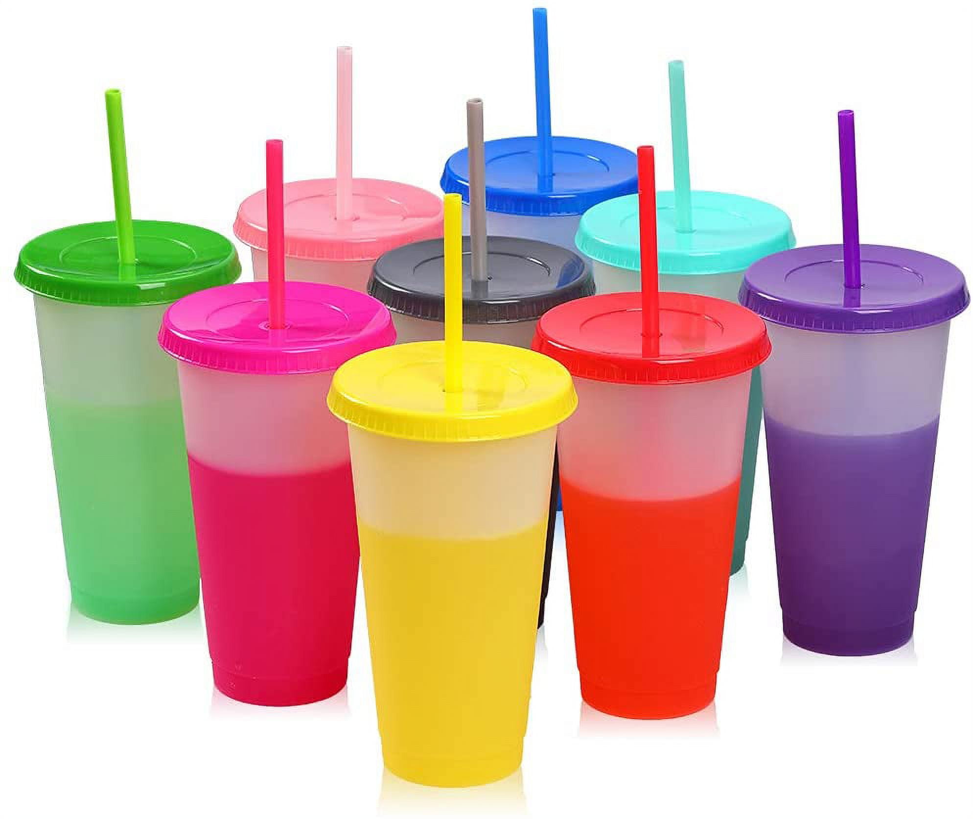 LEIFEOSH Plastic Tumblers with Lids and Straws, 36 Pcs Reusable Cups with  Lids Plastic Colorful Cups…See more LEIFEOSH Plastic Tumblers with Lids and