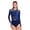 Royal Blue, variant on Womens Shiny Rhinestone Bodysuit Long Sleeve Gymnastics Leotards Red S