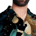 thumbnail image 5 of Mermaid Men's Hawaiian Poplin Casual Printed Button Down Short Summer Beach Shirts, Unisex, 5 of 6